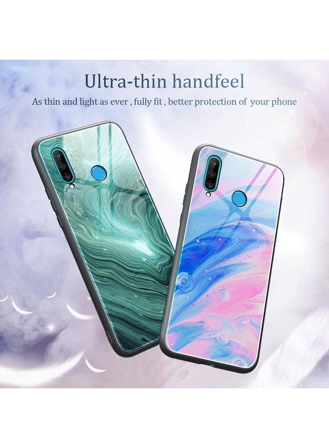 اس-توب جراب لهاتف Huawei P30 lite / nova 4e جراب واقٍ زجاجي بنمط رخامي - Image 3