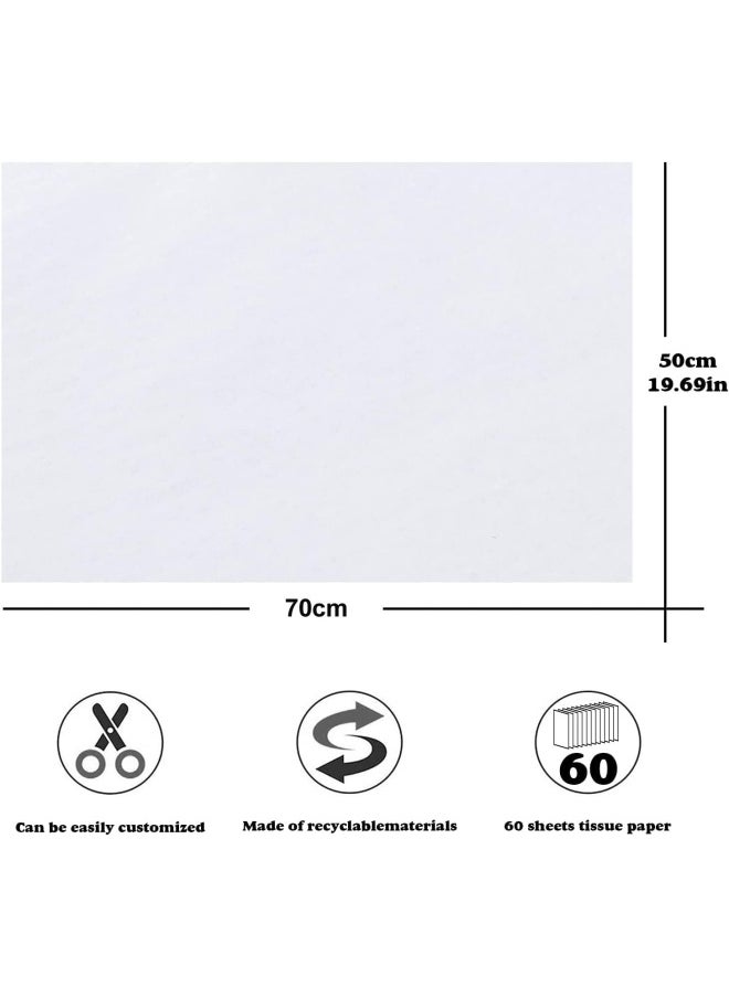 Premify White Tissue Wrapping Paper, 60 Sheets Of 50 X 70Cm Tissue Paper For T-Shirt, Dress, Abayas Wrapping, Birthday Gift Wrap, Diy Packaging, Wedding Decoration, Crafts Etc  - Image 2
