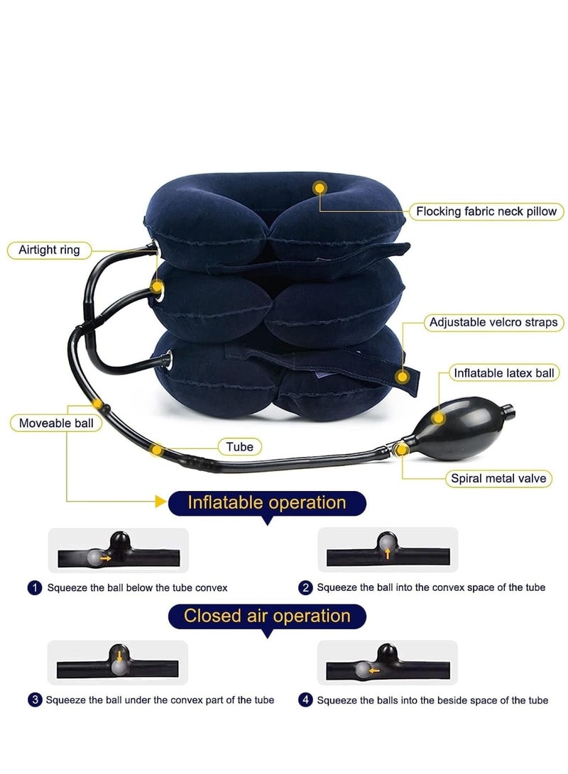 Zikra Travel Pillow, Cervical Neck Traction Device, Portable Neck Stretcher Cervical Traction Provide Neck Support and Neck Pain Relief, Neck Traction Devices for Home Use Neck Decompression (Blue) - Image 2