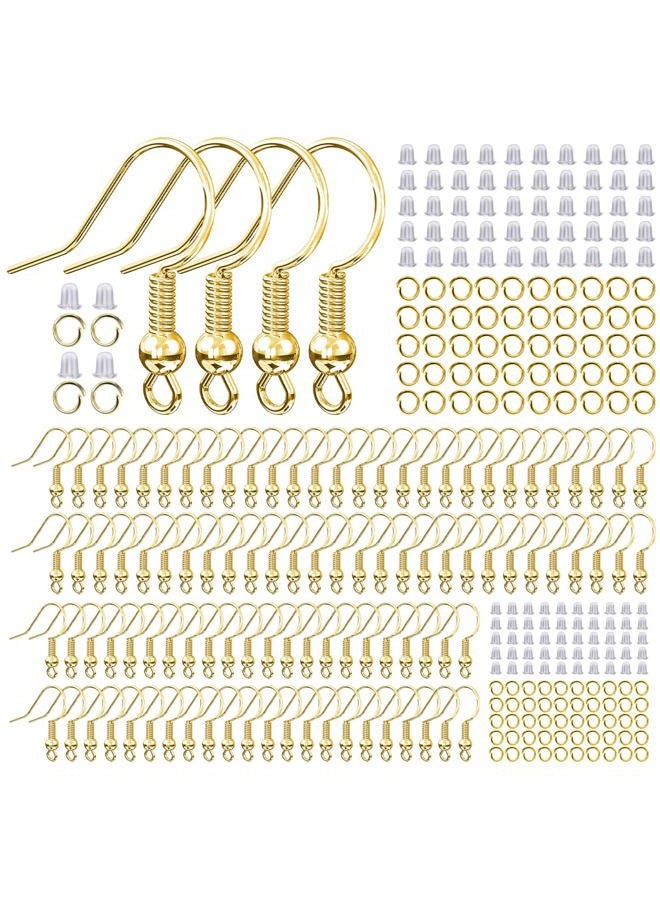 iewyck 14k Gold Plated Earring Hooks for Jewelry Making, 300 Pcs Hypoallergenic DIY Earring Making Supplies Kit, Upgraded French Ear Fish Hook Earing Findings Wires Parts Hardware Pieces (Gold) - Image 1