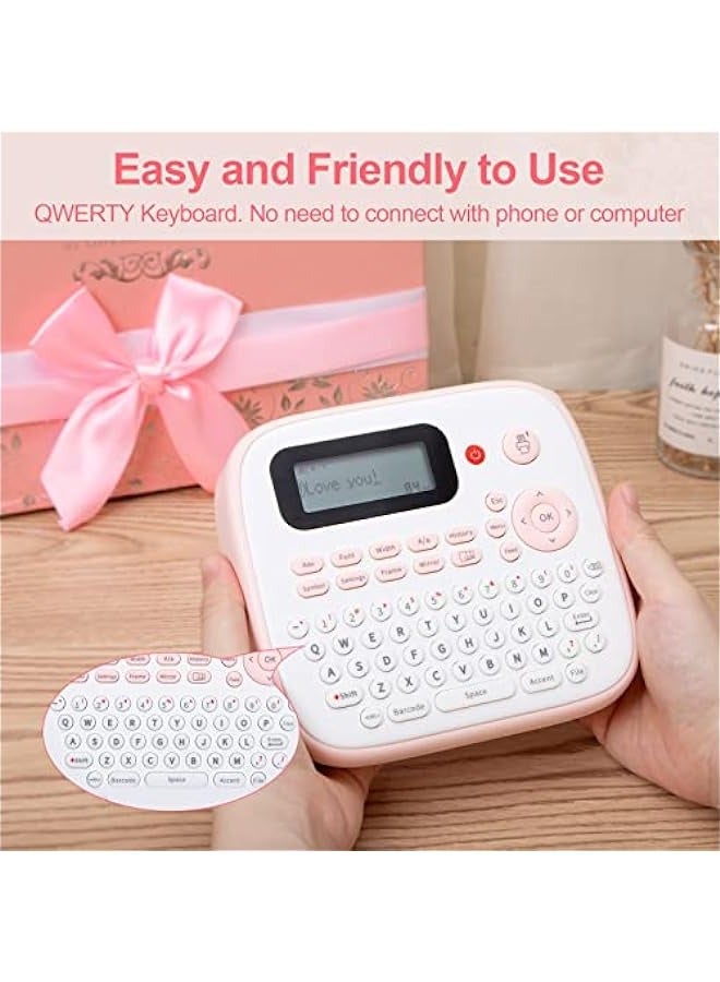 phomemo Label Maker Machine, Portable Label Maker, One-Touch Keys, Easy-to-Use, Handheld Labeler with Label Maker Refill and Adapter, for Home Office School Organization, Pink - Image 3