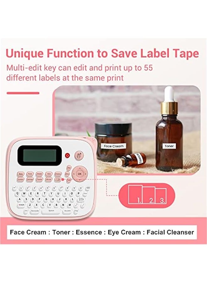 phomemo Label Maker Machine, Portable Label Maker, One-Touch Keys, Easy-to-Use, Handheld Labeler with Label Maker Refill and Adapter, for Home Office School Organization, Pink - Image 4