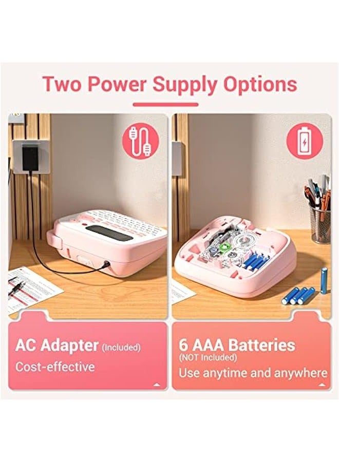 phomemo Label Maker Machine, Portable Label Maker, One-Touch Keys, Easy-to-Use, Handheld Labeler with Label Maker Refill and Adapter, for Home Office School Organization, Pink - Image 5