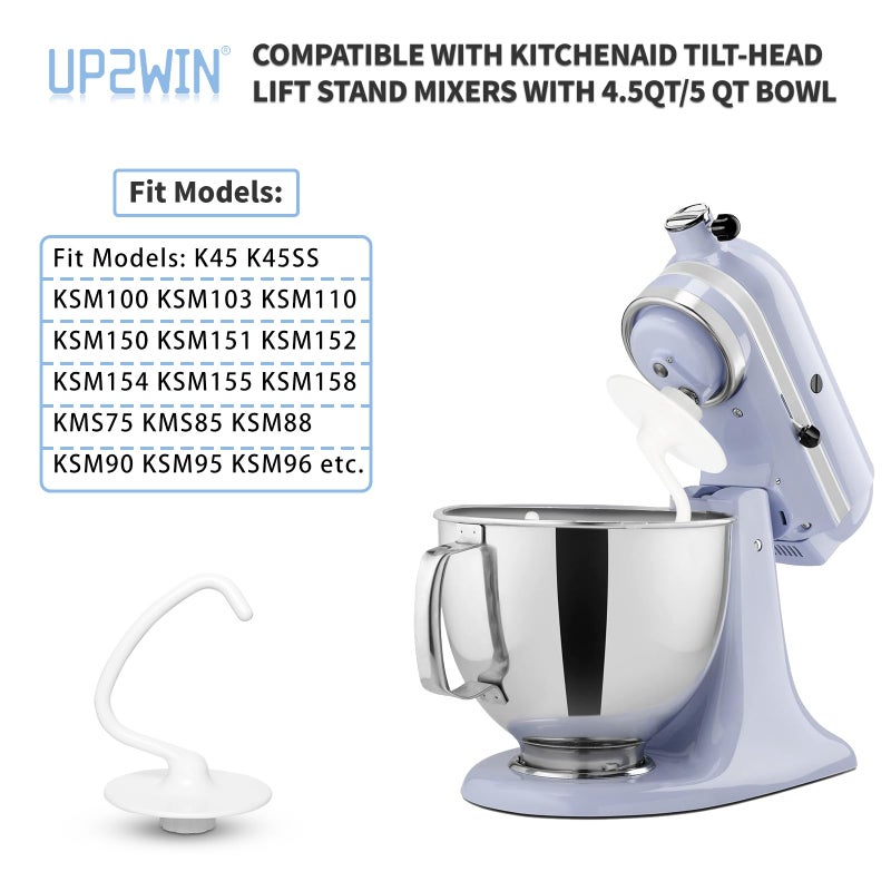 UP2WIN K45DH Dough Hook Attachment for KitchenAid Mixer - K45DH Coated Dough Hook for KSM150 KSM90 K45SS, Dough Attachment for Kitchen Aid Tilt-Head Lift Stand Mixers, Work with 4.5/5 Quart Bowl - Image 2