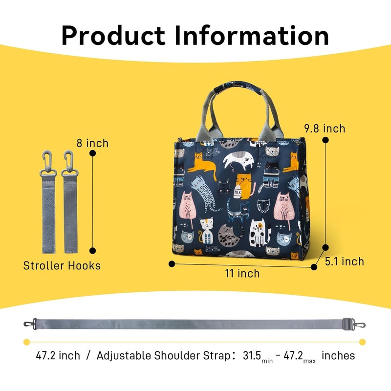 PHEBEN Store Small Diaper Bag Tote Waterproof Travel Mini Diaper Bag Multi-Function Baby Handbag Crossbody Purse(Cat Paradise) - Image 2