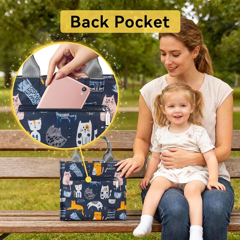 PHEBEN Store Small Diaper Bag Tote Waterproof Travel Mini Diaper Bag Multi-Function Baby Handbag Crossbody Purse(Cat Paradise) - Image 3