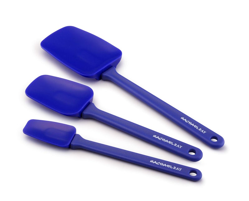 Rachael Ray Tools and Gadgets Solid Spoonulas  Scraping Cooking Utensil Set  912Inch 10Inch and 1212 Blue