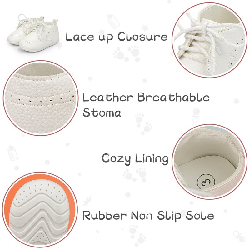 ohsofy Infant Baby Boy Oxford Shoes PU Leather Loafers Rubber and Soft Sole Wedding Dress Shoes Toddler Girl Baby Walking Shoes - Image 4