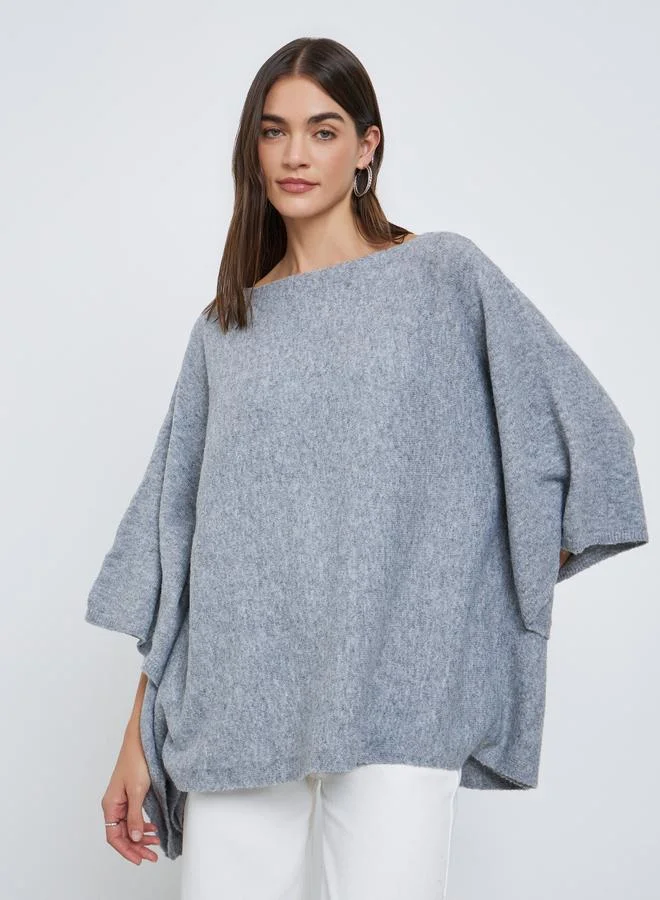 Styli Grey Oversized Knit Cape Sweater