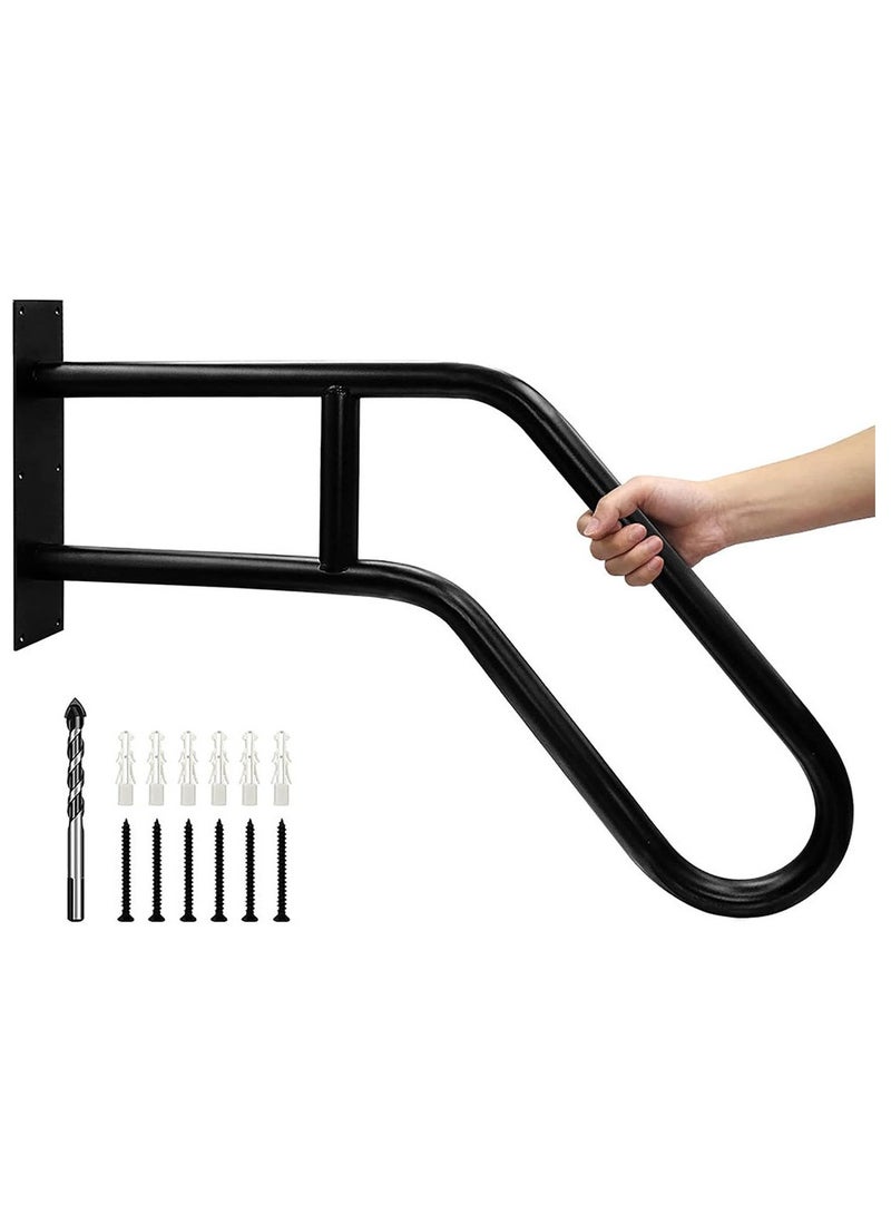 Handrails for Outdoor Steps Wall Mount, Railings for 1-3 Steps, U-Shaped Handrail with Matte Black Finished, Stair Handrails for Kids, Elderly, Pregnant Women, Disabled - Image 1
