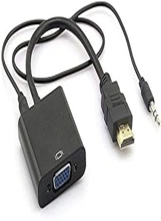 Generic محول HDMI إلى VGA عام مع محول صوت قم بتوصيل جهاز HDMI الخاص بك بمنفذ VGA مع دعم الصوت بدقة 1080 بكسل عالية الدقة 