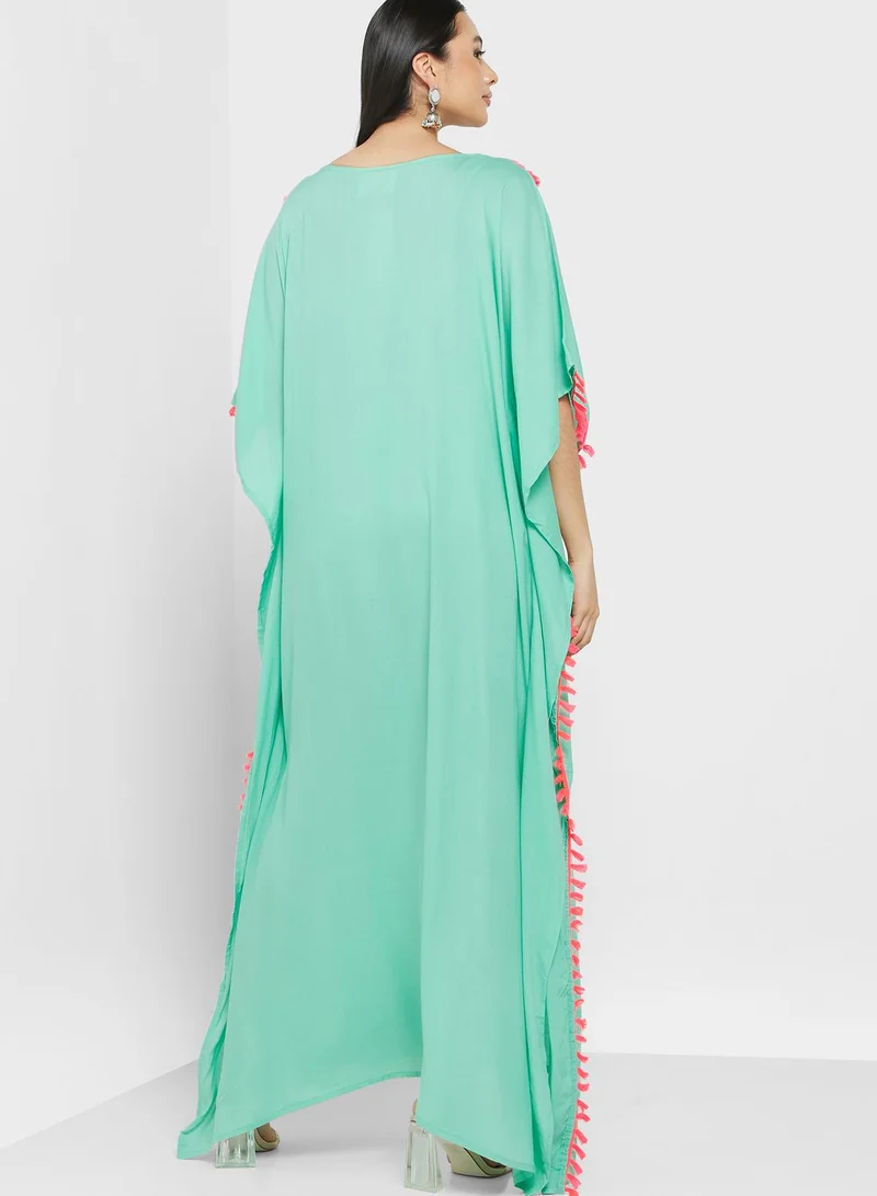 ARABIAN CLOSET Embroidered Flared Sleeve Kaftan