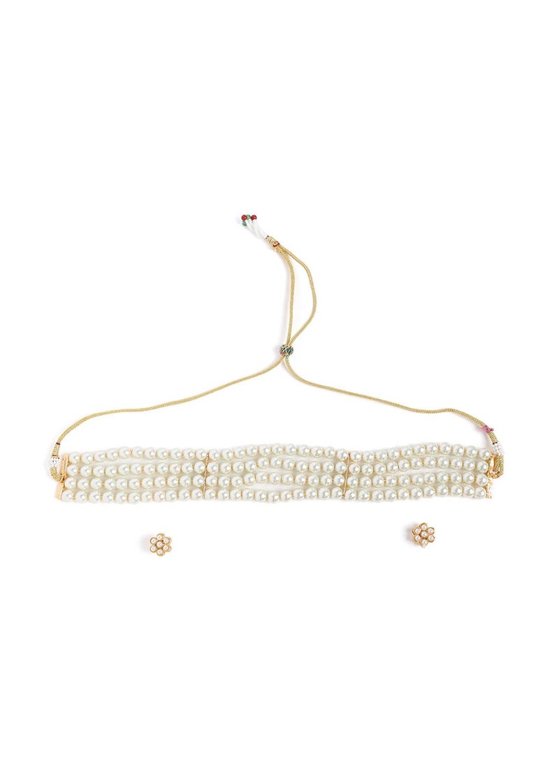 SOHI White Pearl Artificial Jewellery Set - Image 1