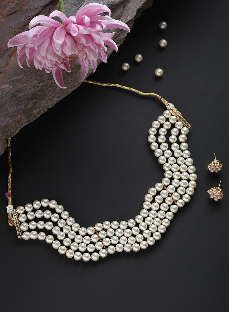 SOHI White Pearl Artificial Jewellery Set - Image 3