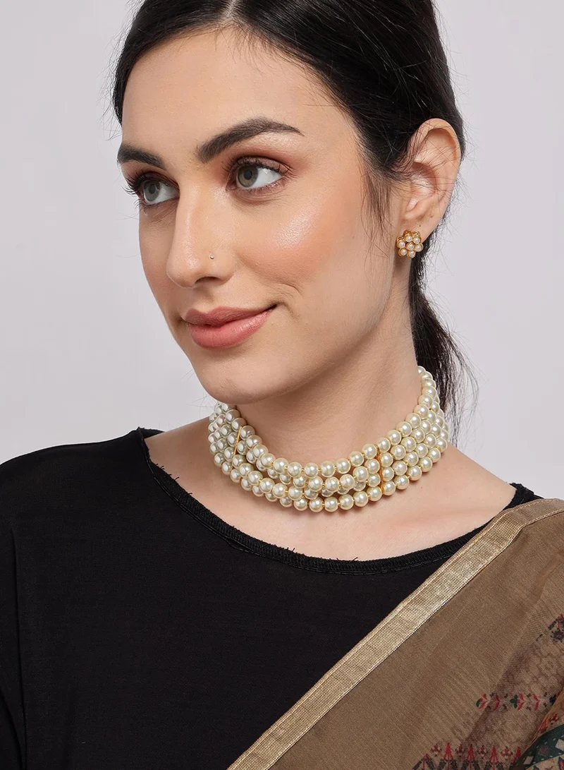 SOHI White Pearl Artificial Jewellery Set