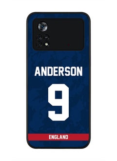 Rugged Black Edge Case for Poco M4 Pro 4G, Slim fit Soft Case Flexible Rubber Edges Thin Cover - Player Name - James Anderson, Jersey Number- 9