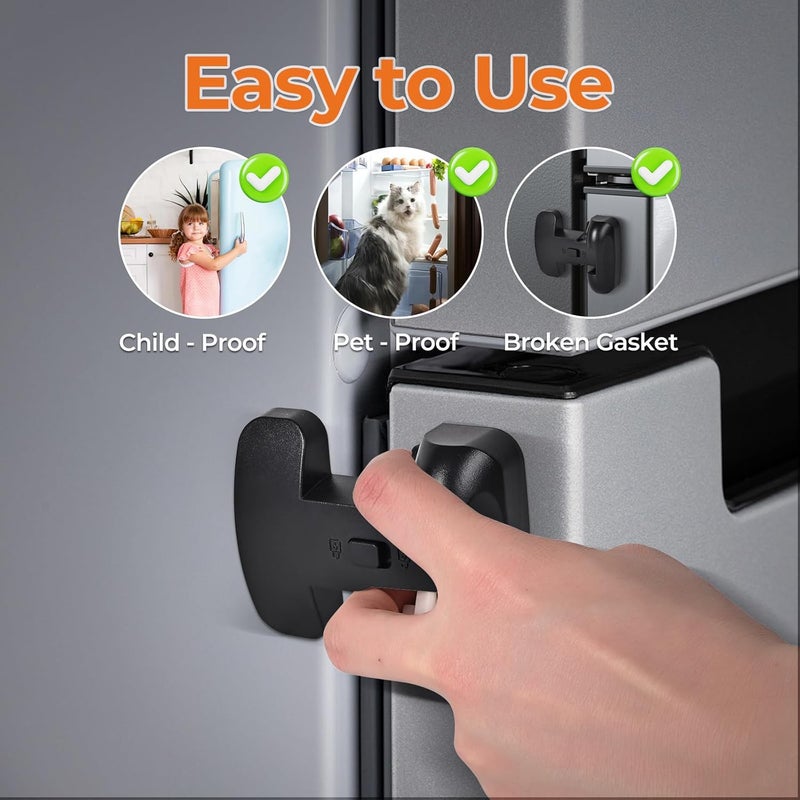 YCT Child Proof Refrigerator Freezer Door Lock Apply to Max 125mm Sealing Strip for Toddlers and Kids no Tools Need or Drill Grey 1PCS - Image 3