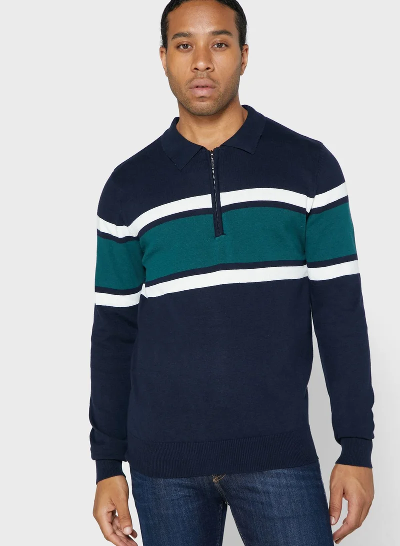 BRAVE SOUL Placket Collar Long Sleeve Jumper