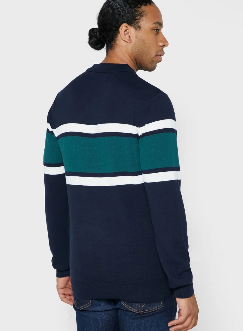 BRAVE SOUL Placket Collar Long Sleeve Jumper