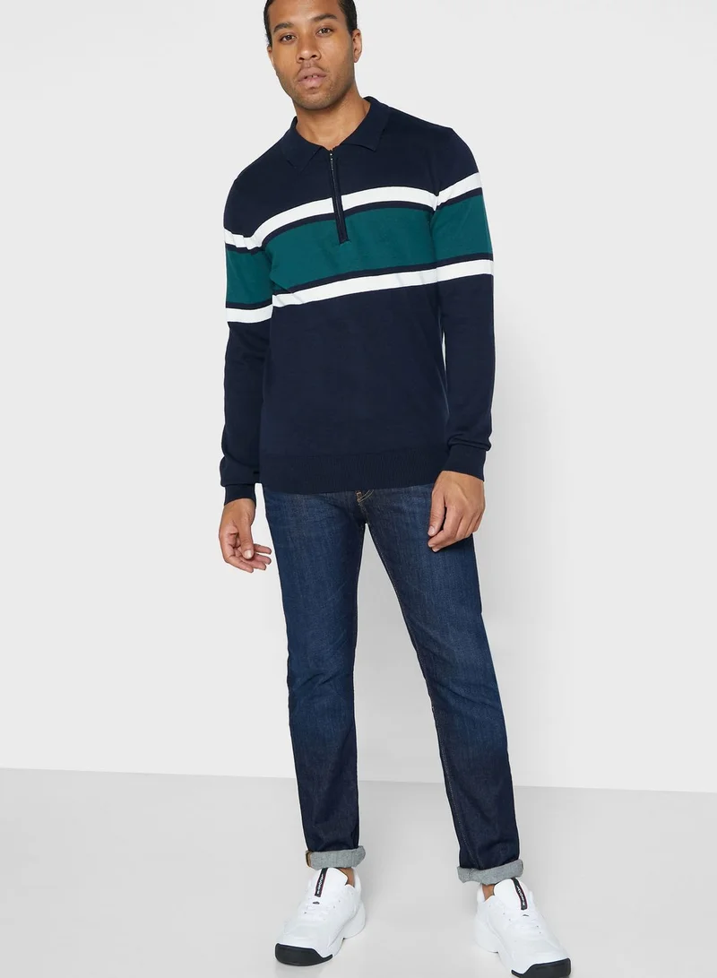 BRAVE SOUL Placket Collar Long Sleeve Jumper
