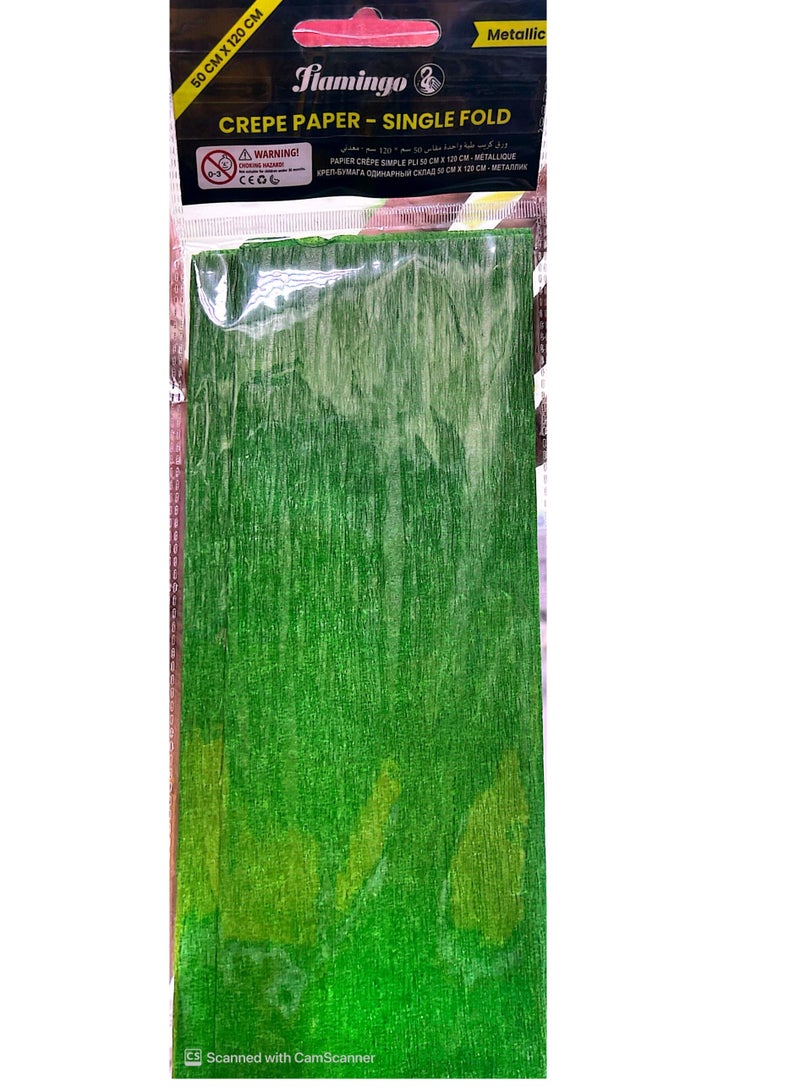 Flamingo Crepe Paper Metallic  Single Fold 50X120cm Green Colour(Pack Of 2) - Image 2