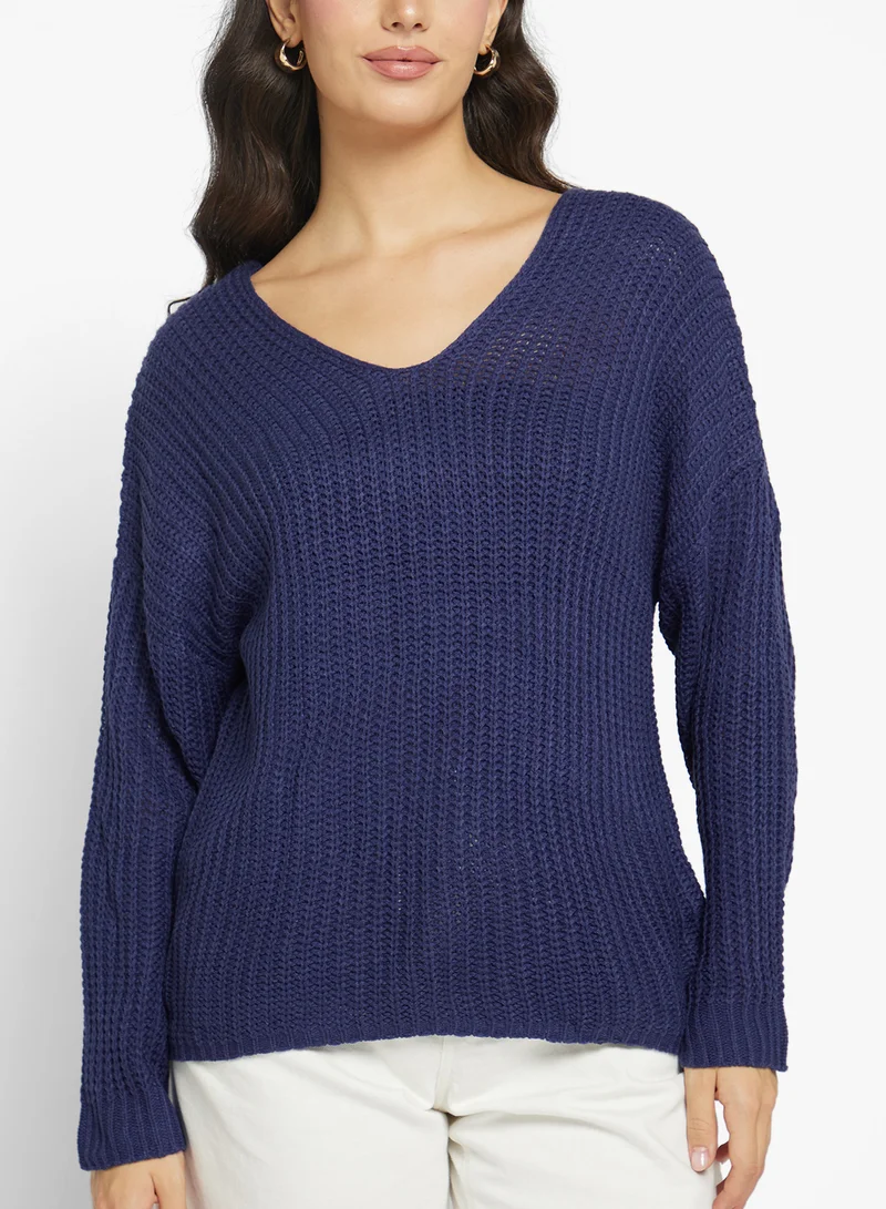 Ginger V Neck Ribbed Jumper