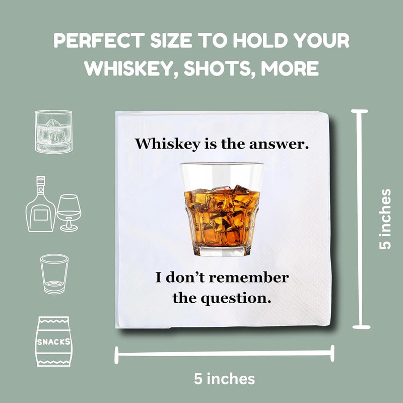Cloverjoyed Bourbon Whiskey Cocktail Napkins, 50 Pack, Funny Birthday Party Decorations, Gift Ideas for Drinkers - Image 2