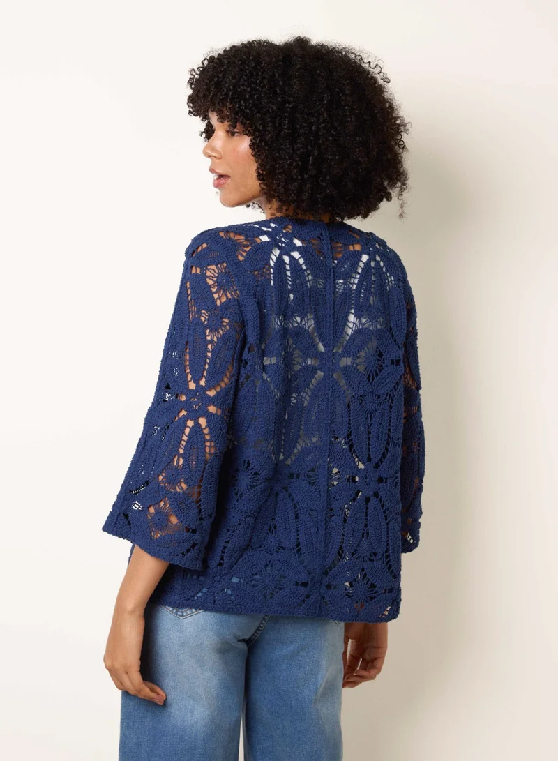 بلو فانيلا كارديجان كروشيه برباط أمامي