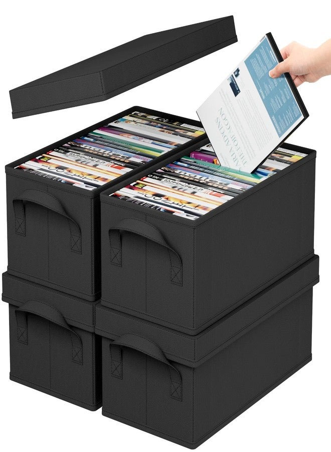 لايفويت علبة تخزين أقراص DVD من لايف ويت، عبوة من 4 قطع، منظم علب أقراص DVD قابل للتكديس، الأبعاد: 15.7 بوصة طول × 7.9 بوصة عرض × 5.7 بوصة ارتفاع، حاوية أقراص DVD قابلة للطي مع غطاء، تتسع لما يصل إلى 25 قرص DVD، لون أسود - Image 1