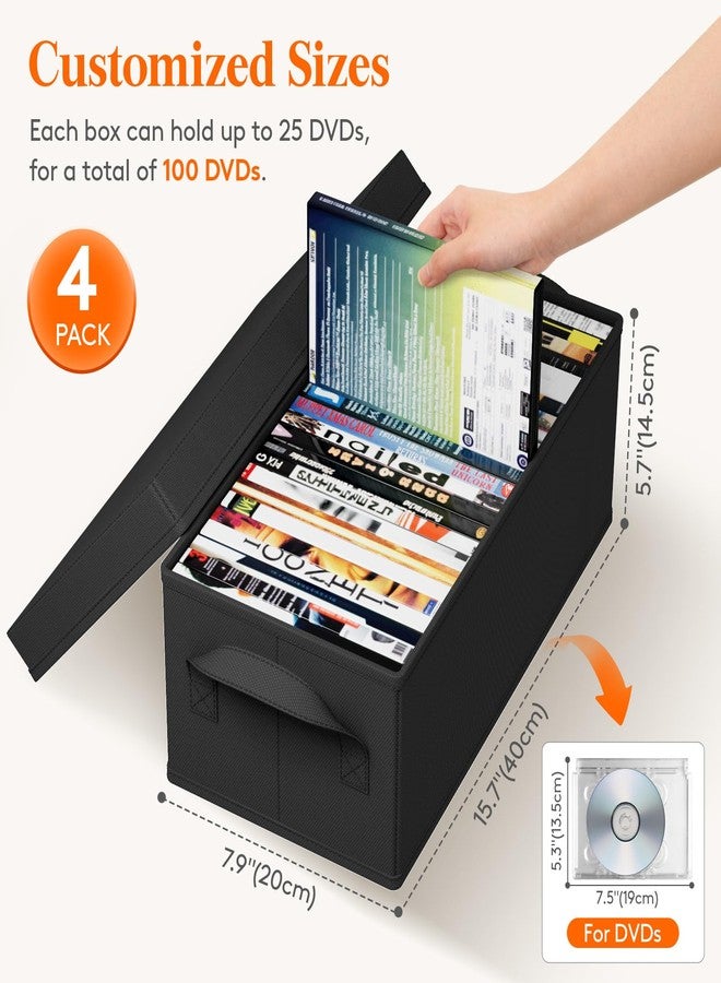 لايفويت علبة تخزين أقراص DVD من لايف ويت، عبوة من 4 قطع، منظم علب أقراص DVD قابل للتكديس، الأبعاد: 15.7 بوصة طول × 7.9 بوصة عرض × 5.7 بوصة ارتفاع، حاوية أقراص DVD قابلة للطي مع غطاء، تتسع لما يصل إلى 25 قرص DVD، لون أسود - Image 2