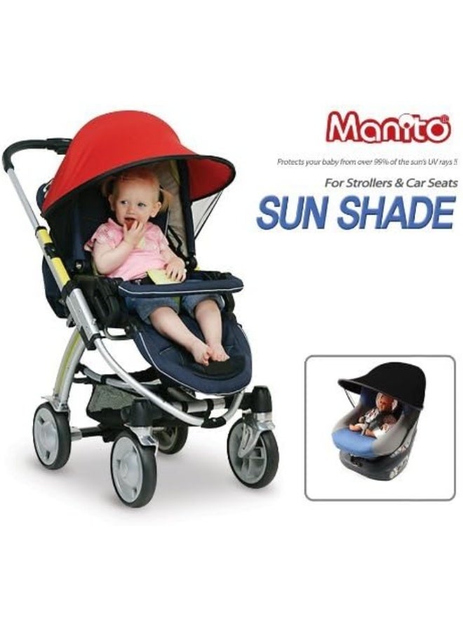 مانيتو Sun Shade for Strollers and Car Seats (Magenta) UPF 50+ - Image 5