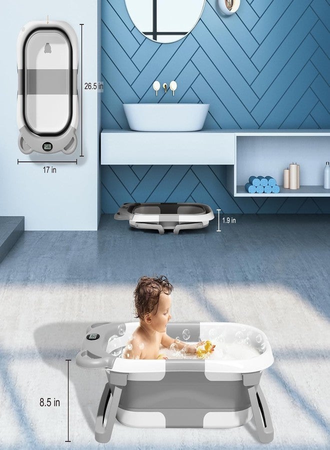 TPN Collapsible Baby Bathtub, Baby Bath Tub with Soft Cushion & Real-Time Thermometer, Baby Bathtub Infant to Toddler Tub (0-36 Months), Portable Travel Baby Tubs for Newborns (Grey) - Image 4