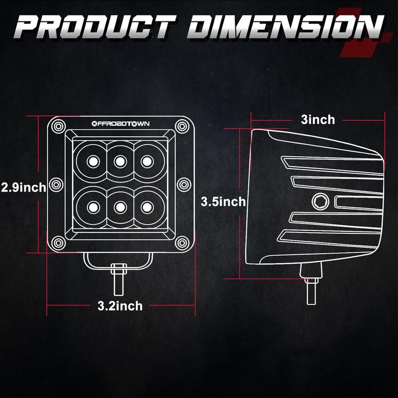 OFFROADTOWN 3'' 120W CREE LED Pods Driving Lights - Image 2