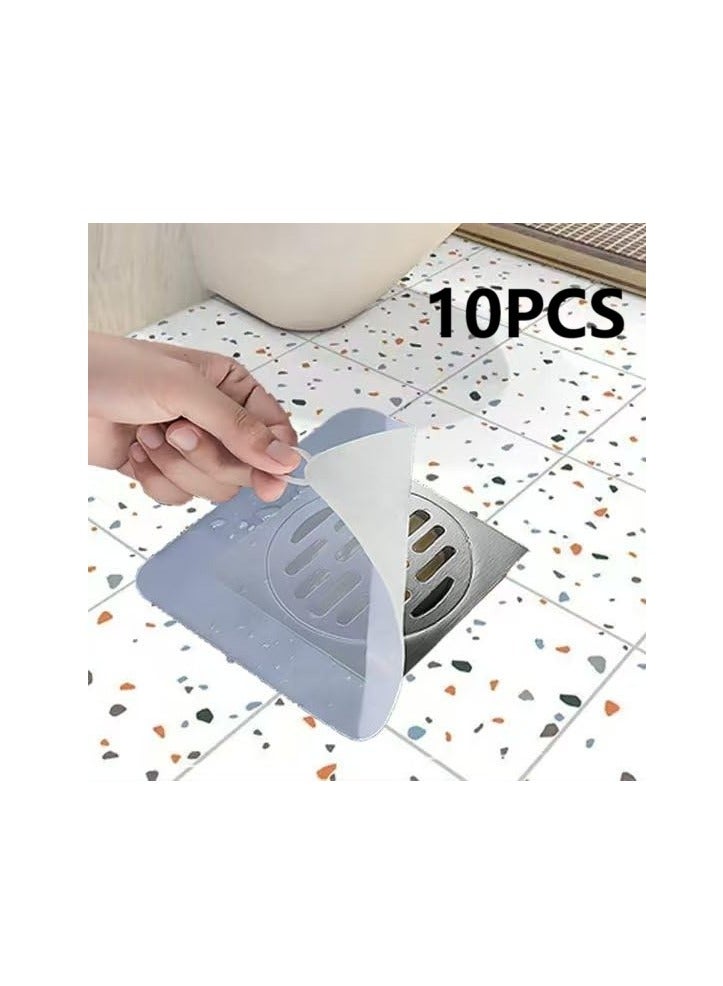 10 Pcs 15x15 CM Silicone Floor Drain Cover for Tub&Kitchen&Bathroom, Sewer Anti-Odor Mat, Deodorizing Drain Plugs, Floor Drain Smell Stopper  - Image 1