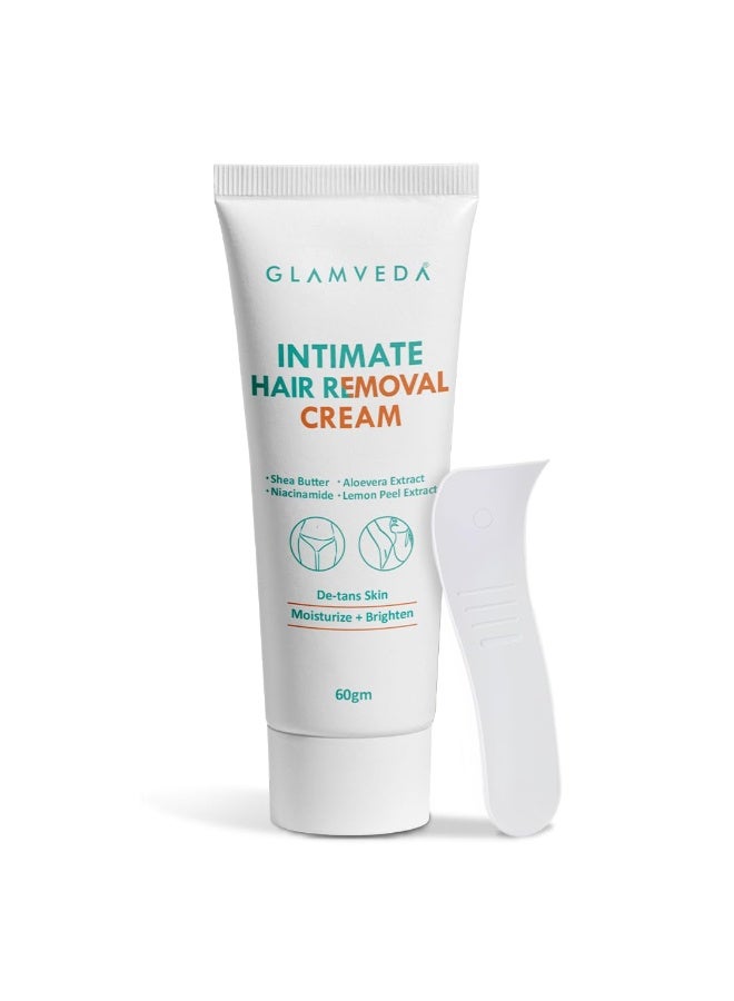Glamveda Intimate Hair Removal Cream for Men 60g | Painless, Faster, Soothing | Brighten, Non Irritating | For Sensitive Body Areas | Body Hair Remover | All Skin Type - Image 1