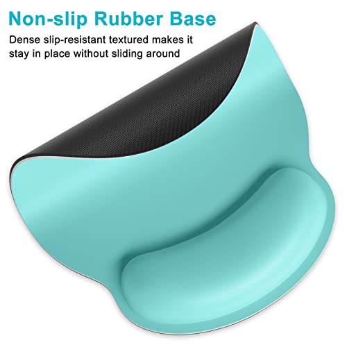 Dapesuom Ergonomic Mouse Pad with Wrist Support, Comfortable Memory Foam Wrist Rest for Easy Typing Pain Relief, Cute Computer Gaming Desktop Mouse Mat with Non-Slip Base for Laptop Office, Lake Green - Image 4