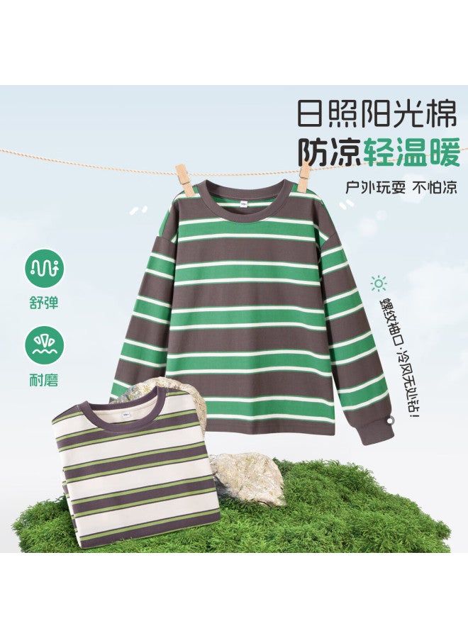 Pepco Boys' Long Sleeve T-shirt Spring Autumn New Breathable Stretch Skin-friendly Top Stylish Big Kids Base Layer Apricot Green 160