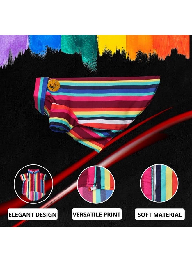 Sage Square Funky Soft Material Dog Shirt | Cool/Funky Print Pet | Soft Light Weight | Comfortable & Breathable Dog Clothing | Trendy Vest Outfit (Medium - 16 Inch) (Colorfull Stripes Print) - Image 3