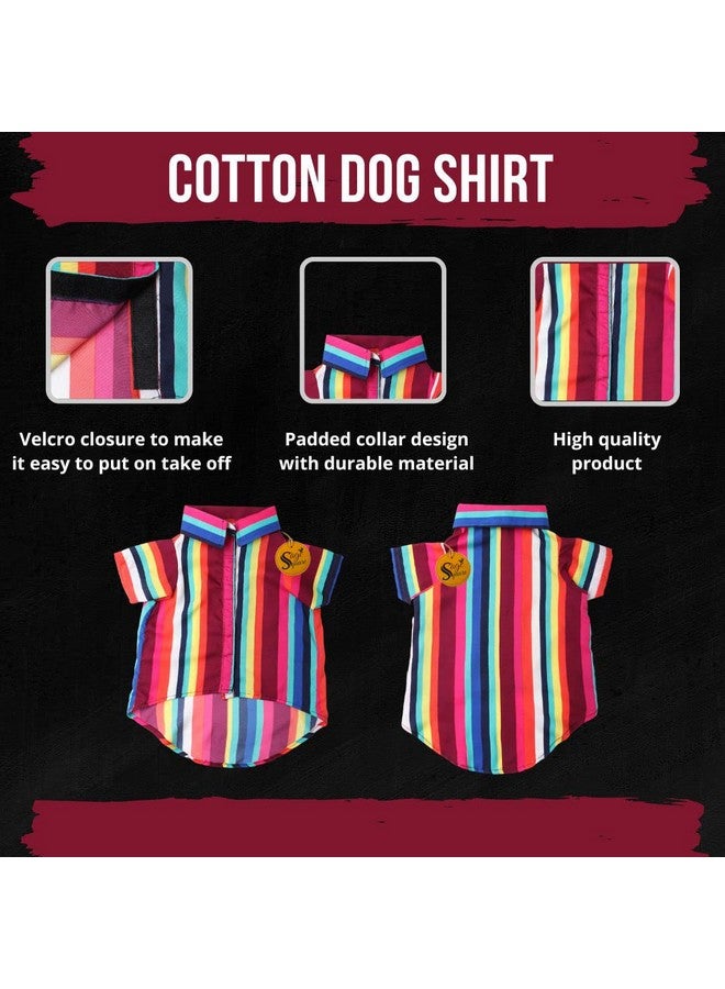 Sage Square Funky Soft Material Dog Shirt | Cool/Funky Print Pet | Soft Light Weight | Comfortable & Breathable Dog Clothing | Trendy Vest Outfit (Medium - 16 Inch) (Colorfull Stripes Print) - Image 5