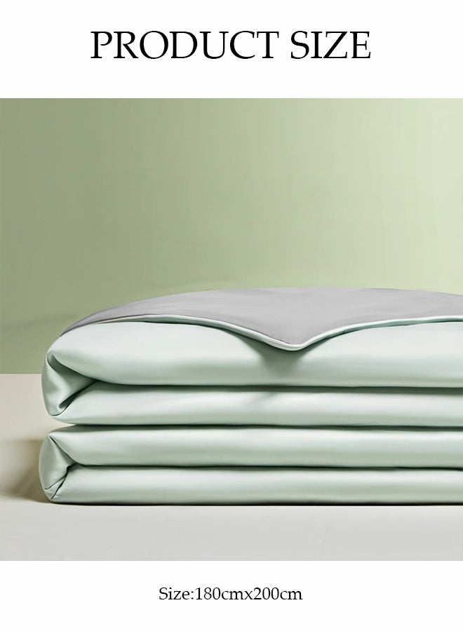 DUNISO Ice Silk Summer Quilt，Summer Simple Ice Silk Quilt，Summer Cooler Quilt, Ice Blanket for Sleeping，Washable Air Conditioning Comforter Quilt，Ultra Soft & Lightweight & Silk Smooth Ice Blanket，180*200cm，Green/Grey  - Image 3