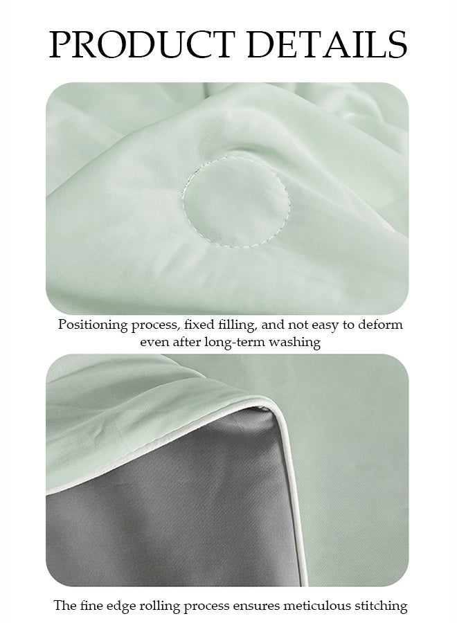 DUNISO Ice Silk Summer Quilt，Summer Simple Ice Silk Quilt，Summer Cooler Quilt, Ice Blanket for Sleeping，Washable Air Conditioning Comforter Quilt，Ultra Soft & Lightweight & Silk Smooth Ice Blanket，180*200cm，Green/Grey  - Image 4
