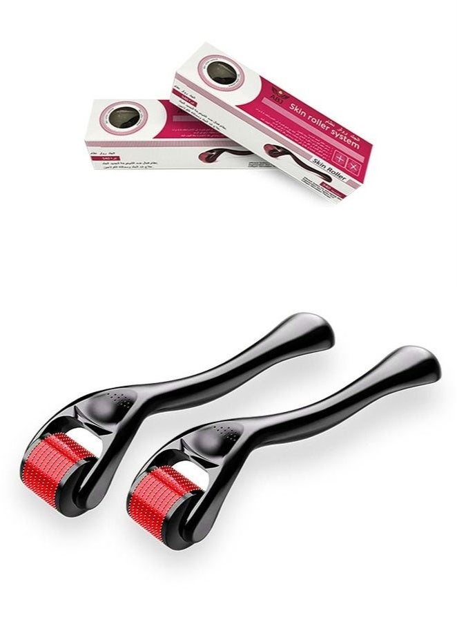 Skin Roller 2 Pack For Hair Growth - 540 Microneedle for Skin Care System for Women and Men, Ideal to Keep Your Skin Young and Radiant - Titanium Needle Roller for Face and Hair（2.0MM） - Image 1