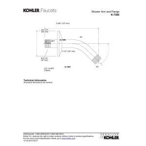 KOHLER MasterShower(R) Showerarm and Flange, 5-3/8" Long, Vibrant Brushed Nickel - Image 3