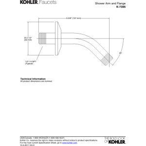 KOHLER MasterShower(R) Showerarm and Flange, 5-3/8" Long, Vibrant Brushed Nickel - Image 2