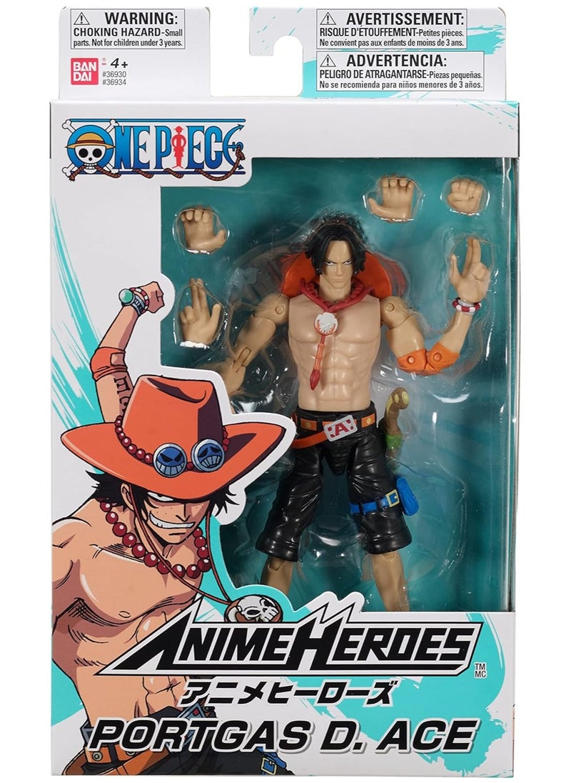 Bandai Anime Heroes One Piece Portgas D Ace 6.5-Inches | Collectible Action Figure | Interchangeable Hands | Perfect Gift for Collectors, Manga & Anime Lovers!  - Image 1
