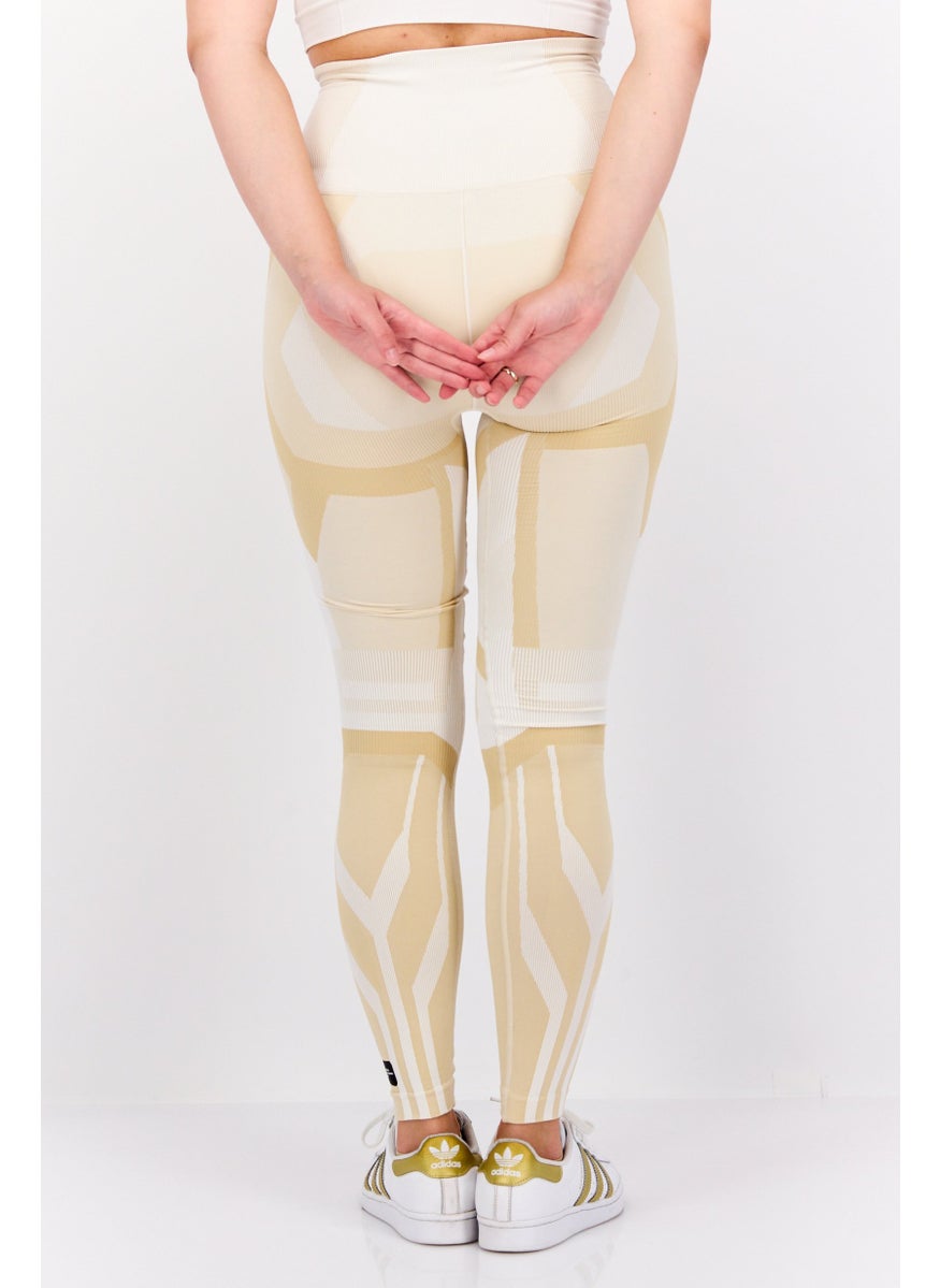 Adidas Women Sportswear Fit Abstract Training Leggings, Tan Combo  - Image 3