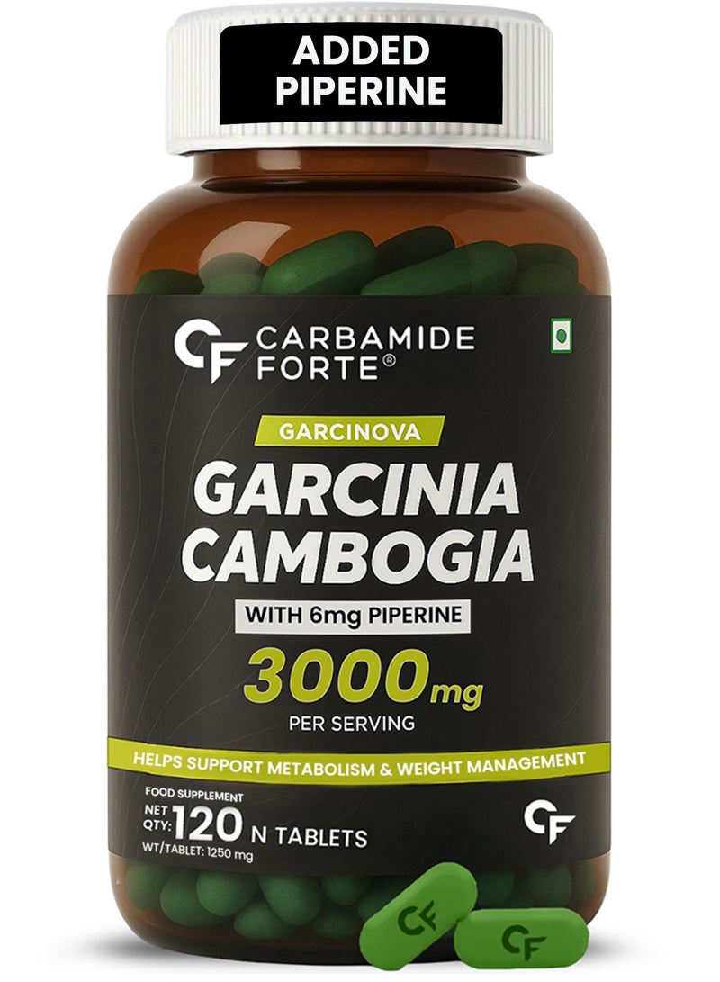 Carbamide Forte Garcinia Cambogia 3000mg 60% HCA & 6mg Piperine Per Serving | Weight Loss Supplement- 120 Veg Tablets - Image 1