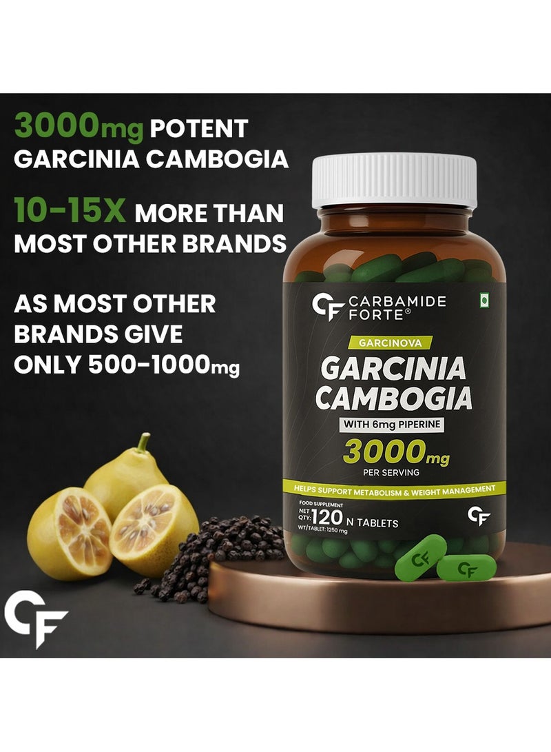 Carbamide Forte Garcinia Cambogia 3000mg 60% HCA & 6mg Piperine Per Serving | Weight Loss Supplement- 120 Veg Tablets - Image 3