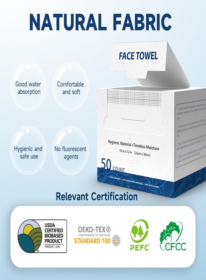 HMTM Face Towels, 10” x 12”, Extra Thick Soft and Absorbent, Face Towelettes Disposable Biodegradable for Sensitive Skin, Disposable Face Towels for Makeup Remover, Cleansing, 50 Count（1 Pack） - Image 3