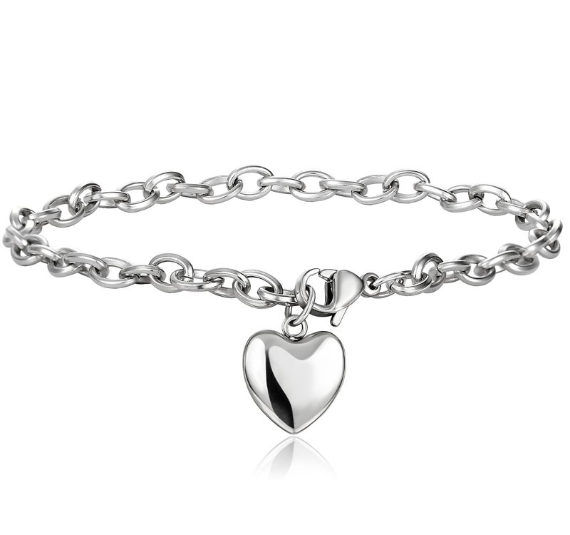 Jstyle Jewelry Women's Heart Charm Bracelets Stainless Steel Link Bracelet Birthday Gifts for Women Jewelry - Image 1